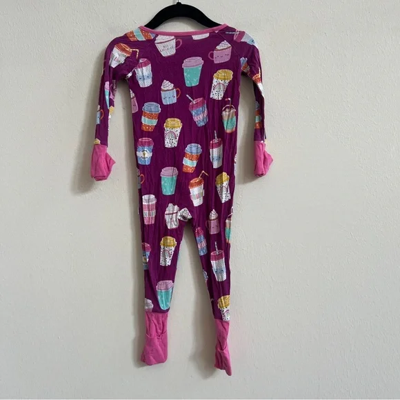 Little Sleepies Purple I Love You A Latte Bamboo Viscose Zippy 6-12 - Picture 3 of 4